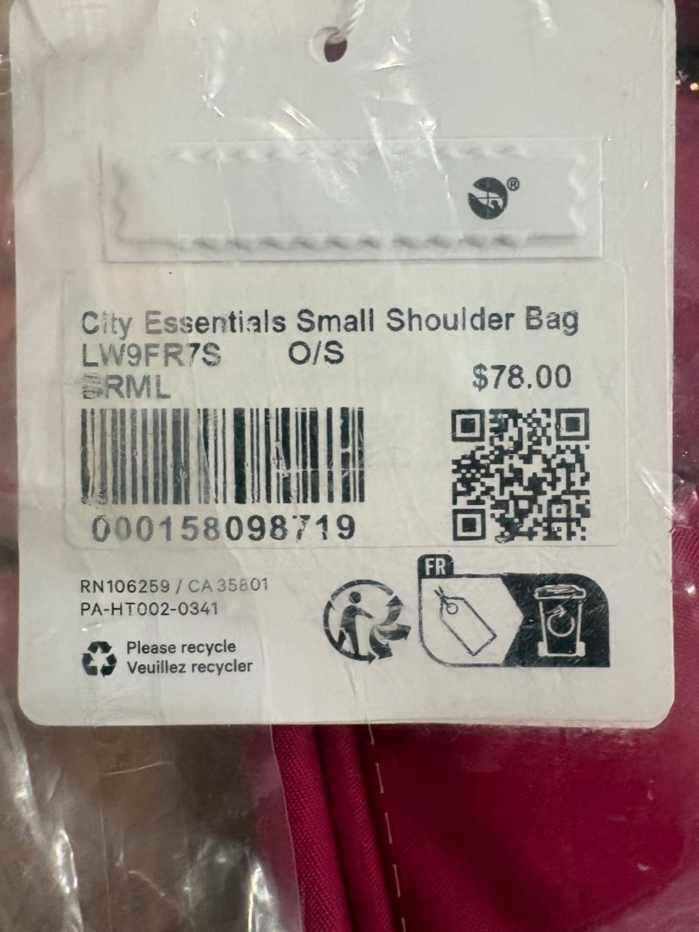 Lululemon City Essentials Shoulder/Crossbody bag Berry rumble - Picture 5 of 6